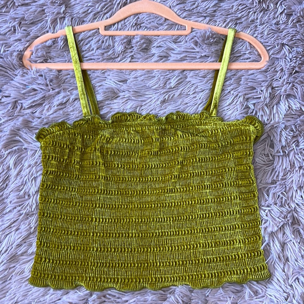 gold fuzzy tank top